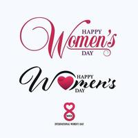 8 de março modelos de letras caligráficas para o dia da mulher feliz vetor