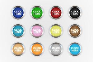 círculo clique aqui conjunto de botões vetor