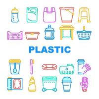 vetor de conjunto de ícones de coleção de acessórios de plástico