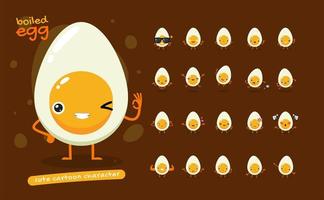 conjunto de caracteres de mascote de ovo cozido vetor