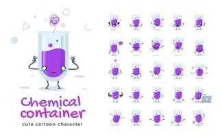 conjunto de caracteres de mascote de tubo químico vetor