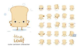 conjunto de caracteres de mascote de pão de pão vetor