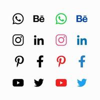 conjunto de ícones simples de mídia social vetor