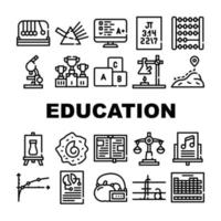 conjunto de ícones de coleção de ciência educação ilustrações vetoriais vetor
