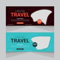 modelo de banner de passeios de viagem, modelo de layout de banner de negócios de publicidade horizontal conjunto de design plano vetor