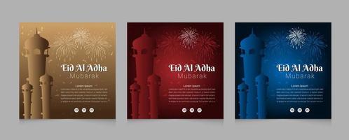 conjunto de design de modelo de web de postagem de mídia social eid al adha vetor