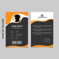 modelo de cartão de identificação de funcionário laranja preto