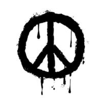 ícone de grafite de paz. sinal de pacifismo hippie preto isolado no branco. logotipo ou adesivo grunge