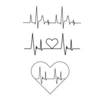ícone de coração com batimento cardíaco de sinal. ilustração vetorial isolada. batimento cardíaco em estilo de contorno.