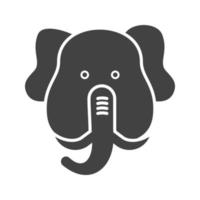 ícone preto de glifo de rosto de elefante vetor