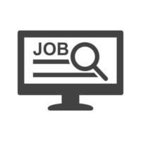 ícone preto de glifo de anúncio de emprego online vetor