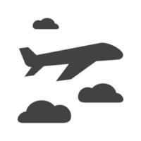 ícone de glifo preto de avião voando vetor