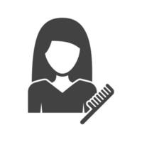 ícone preto de glifo de penteado de mulher vetor