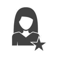 ícone preto de glifo favorito de mulher vetor