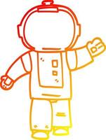 desenho de linha de gradiente quente desenho animado astronauta ambulante vetor