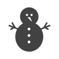 boneco de neve e ícone preto de glifo vetor