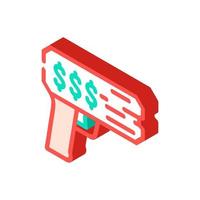 ilustração em vetor ícone isométrico de arma de dinheiro