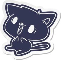 adesivo de desenho animado de gato kawaii fofo vetor