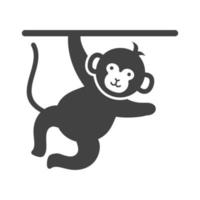 macaco realizando ícone preto de glifo vetor