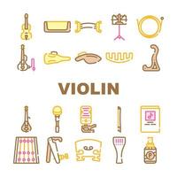 conjunto de ícones de instrumentos musicais de corda de violino vetor