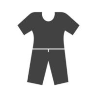 ícone preto de glifo de terno de pijama vetor