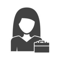 ícone preto de glifo de mulher de negócios vetor