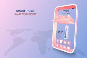 casa inteligente com controle de temperatura vetor