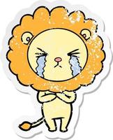 vinheta angustiada de um leão chorando de desenho animado vetor