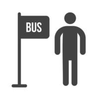 ícone preto de glifo de parada de ônibus vetor