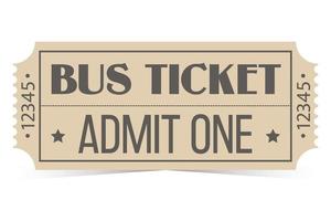 bilhete de ônibus retrô para uma pessoa vetor