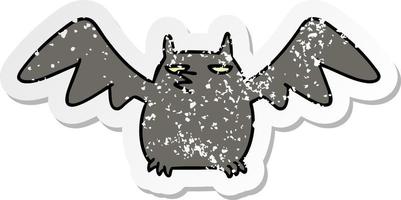 doodle de desenho de adesivo angustiado de um morcego noturno vetor