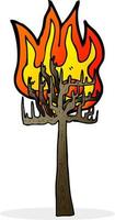 árvore dos desenhos animados em chamas vetor