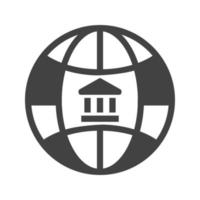 ícone preto do glifo dos bancos globais vetor