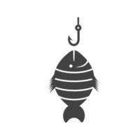 ícone preto de glifo de peixe capturado vetor