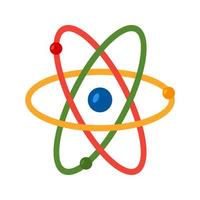 ícone multicolorido plano de átomo vetor