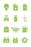 conjunto de ícones de tecnologia verde vetor