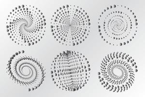 conjunto de espirais, elementos de design, padrões abstratos pontilhados. redemoinho espiral, pontos de torção, meio-tom de vórtice. modelos vetoriais de linhas de rotação radial circular. vetor