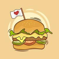 hambúrguer de vetor com bandeira de amor