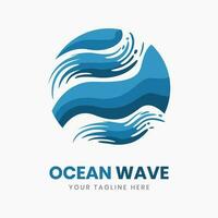 modelo de logotipo de surf de água de ondas oceânicas vetor