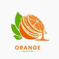 logotipo de frutas laranja ou logotipo de suco de laranja. modelo de elemento de ícone de frutas frescas vetor