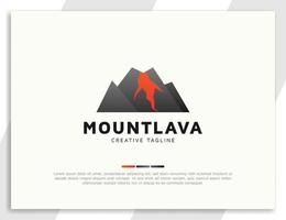 conceito de logotipo de montanha de vulcão de lava quente vetor