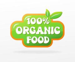 rótulo de alimentos orgânicos, emblema de produtos frescos e naturais de fazenda ou ícone para mercado de alimentos, modelo de promoção de produtos orgânicos, alimentos e bebidas de qualidade para uma vida saudável, ícone de comida vegetariana vetor