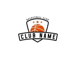 design de logotipo de emblema de time de esporte de basquete vetor
