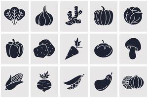 vegetariano, elementos vegetais definir modelo de símbolo de ícone para ilustração em vetor logotipo de coleção de design gráfico e web