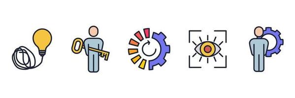 modelo de símbolo de ícone de conjunto de trabalho em equipe de negócios para ilustração em vetor de logotipo de coleção de design gráfico e web