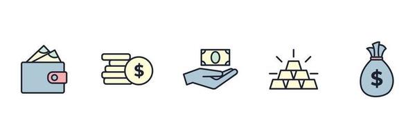 dinheiro, finanças, pagamentos definir modelo de símbolo de ícone para ilustração em vetor logotipo de coleção de design gráfico e web