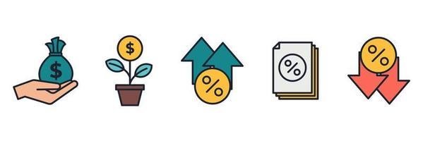 modelo de símbolo de ícone de conjunto de crédito e empréstimo para ilustração em vetor de logotipo de coleção de design gráfico e web