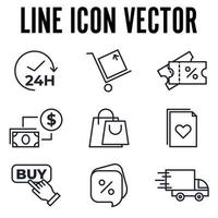 e-commerce, modelo de símbolo de ícone de conjunto de compras on-line para ilustração em vetor de logotipo de coleção de design gráfico e web
