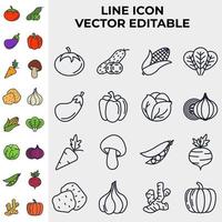 vegetariano, elementos vegetais definir modelo de símbolo de ícone para ilustração em vetor logotipo de coleção de design gráfico e web