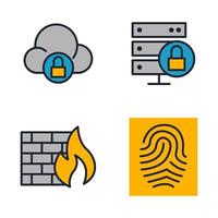 elementos de proteção e segurança definir modelo de símbolo de ícone para ilustração em vetor de logotipo de coleção de design gráfico e web